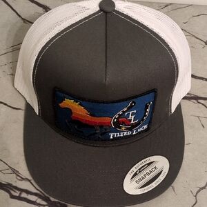 Gray and White Snapback Hat